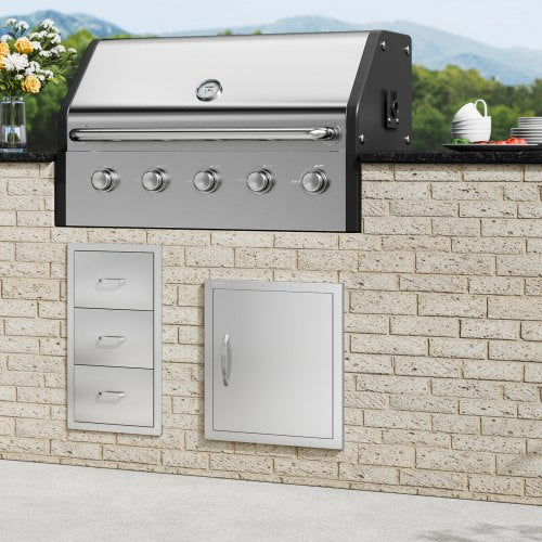 BBQ Access Door 18W x 20H Inch Single Outdoor Kitchen Door Stainless Steel