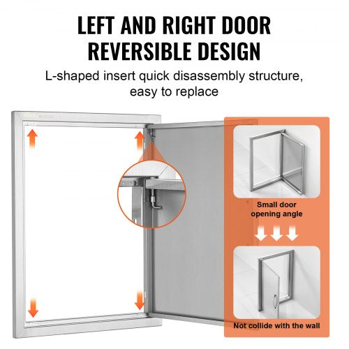 BBQ Access Door 20W x 27H Inch Single Outdoor Kitchen Door Stainless Steel