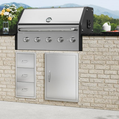BBQ Access Door 20W x 27H Inch Single Outdoor Kitchen Door Stainless Steel