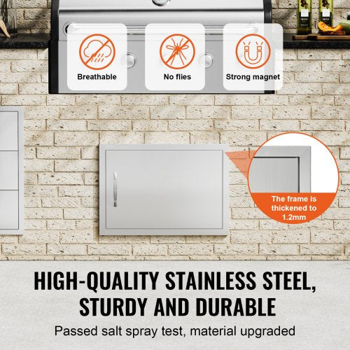 BBQ Access Door 24W x 17H Inch Single Outdoor Kitchen Door Stainless Steel