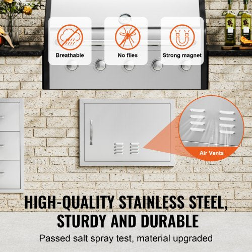 BBQ Access Door 24W x 17H Inch Single Outdoor Kitchen Door Stainless Steel