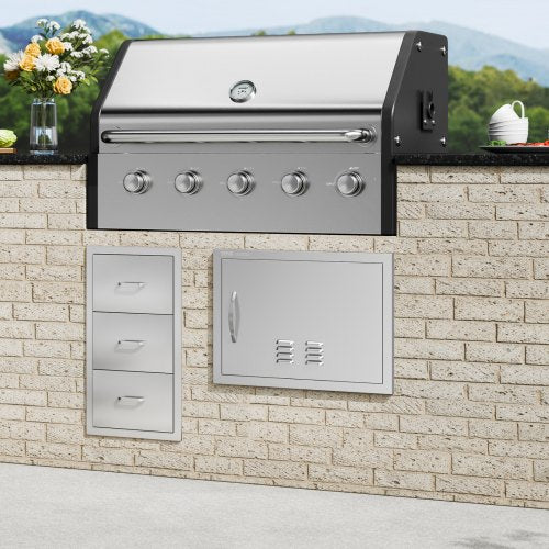 BBQ Access Door 24W x 17H Inch Single Outdoor Kitchen Door Stainless Steel