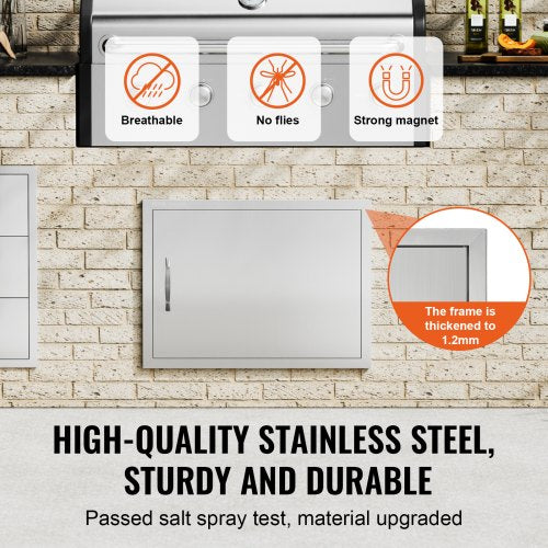 BBQ Access Door 27W x 20H Inch Single Outdoor Kitchen Door Stainless Steel