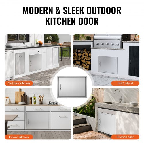 BBQ Access Door 27W x 20H Inch Single Outdoor Kitchen Door Stainless Steel