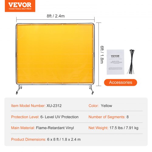 Welding Screen with Frame 6 x 8 Welding Curtain Screen FlameResistant