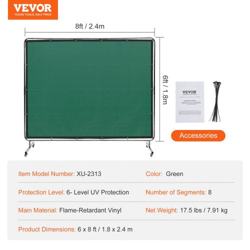 Welding Screen with Frame 6 x 8 Welding Curtain Screen FlameResistant