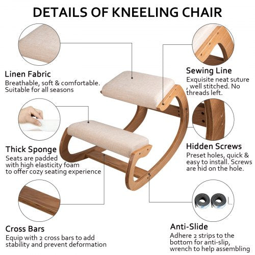 Ergonomic Kneeling Chair Heavy Duty Better Posture Kneeling Stool Office