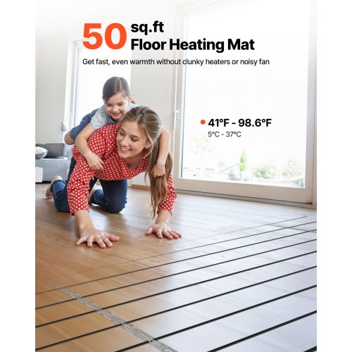 50 Sqft Underfloor Heating Cable Kit 120V Electric Radiant Heated Floor System