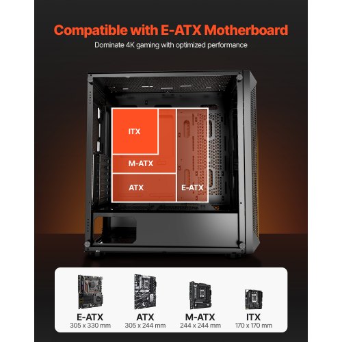 PC Gaming Case FullTower Computer Case with HighAirflow Panel Magnetic