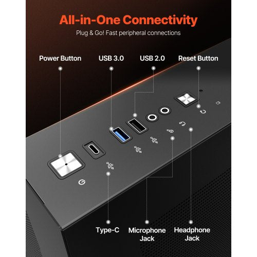 MidTower PC Case Dual Chamber Gaming Computer Case with Tempered Glass