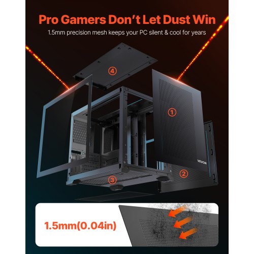 MidTower PC Case Dual Chamber Gaming Computer Case with Tempered Glass