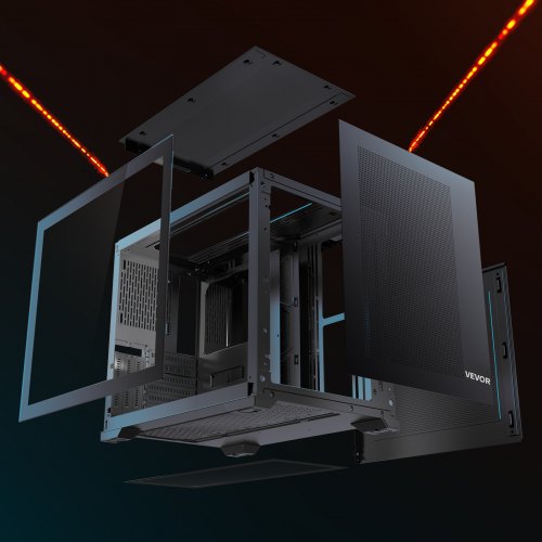 MidTower PC Case Dual Chamber Gaming Computer Case with Tempered Glass