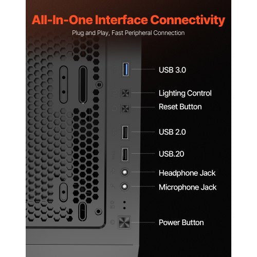 PC Gaming Case MidTower Computer Case with HighAirflow Tempered Glass