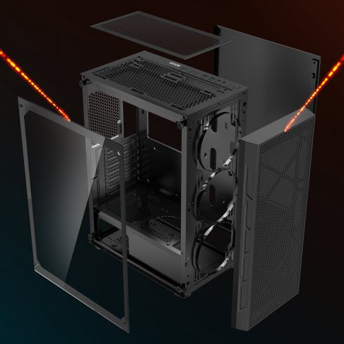 PC Gaming Case MidTower Computer Case with HighAirflow Tempered Glass