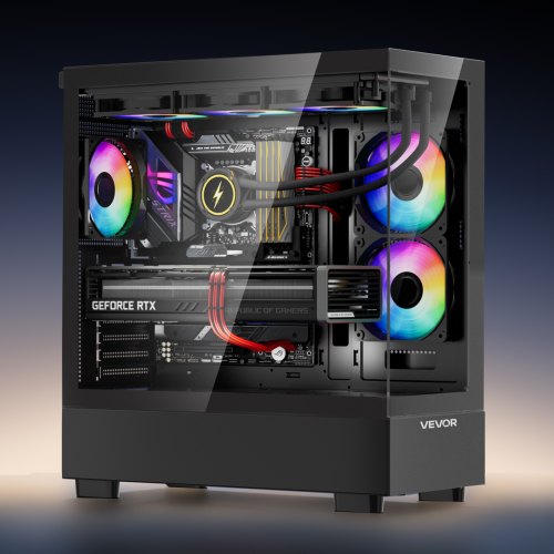 PC Gaming Case MidTower Computer Case with HighAirflow Tempered Glass