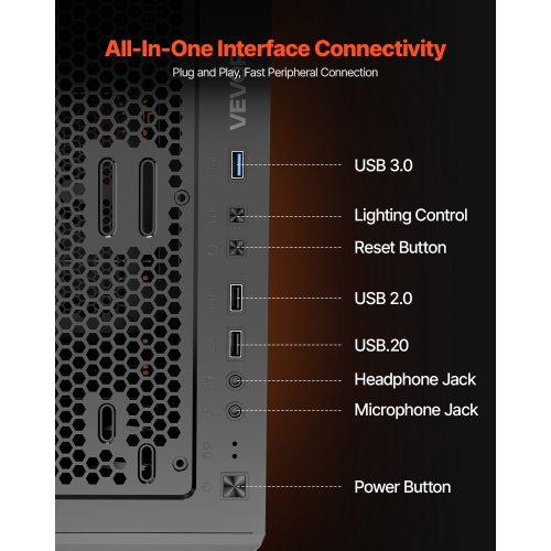 PC Gaming Case MidTower Computer Case with HighAirflow Tempered Glass