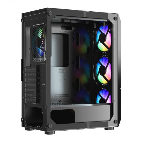 PC Gaming Case MidTower Computer Case with HighAirflow Tempered Glass