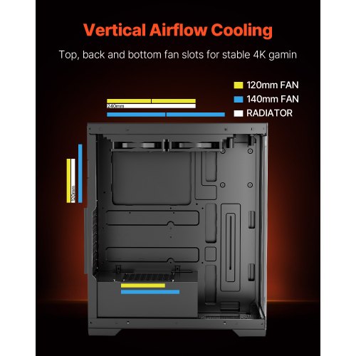 PC Gaming Case MidTower Computer Case with HighAirflow Tempered Glass