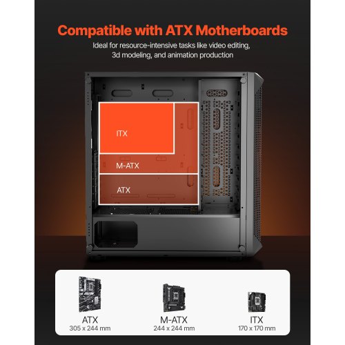 PC Gaming Case MidTower Computer Case with HighAirflow Tempered Glass