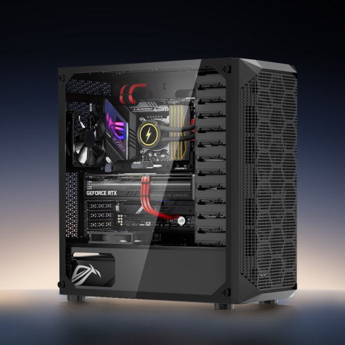 PC Gaming Case MidTower Computer Case with HighAirflow Tempered Glass