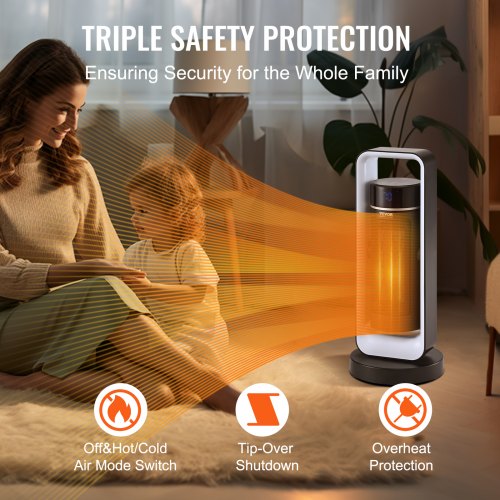 Electric Space Heater with Thermostat Remote Control 1000W1500W 2Level