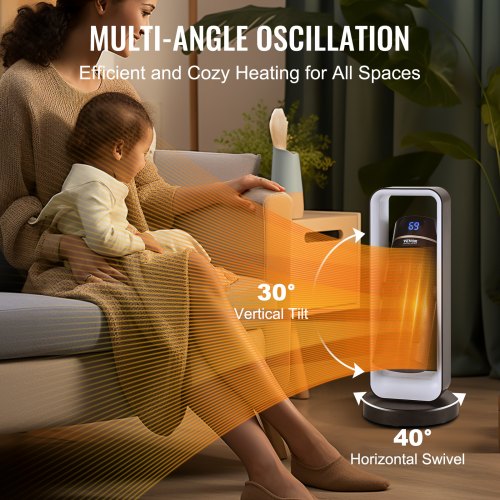 Electric Space Heater with Thermostat Remote Control 1000W1500W 2Level
