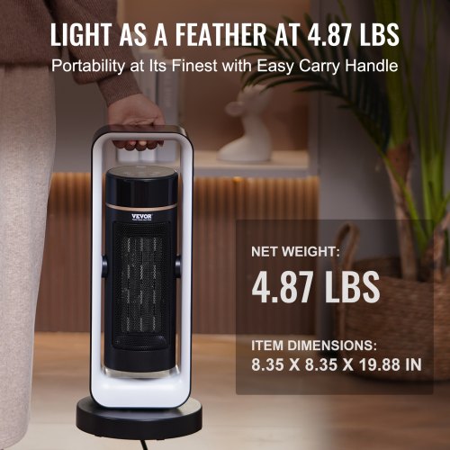 Electric Space Heater with Thermostat Remote Control 1000W1500W 2Level