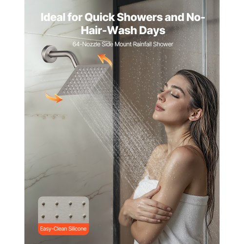 Shower Faucet Set 10 Inch Ceiling Mount Rainfall System With 6 Wall Head And 2
