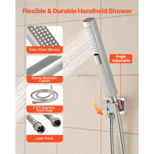 Shower Faucet Set 10 Inch Ceiling Mount Rainfall System With 6 Wall Head And 2
