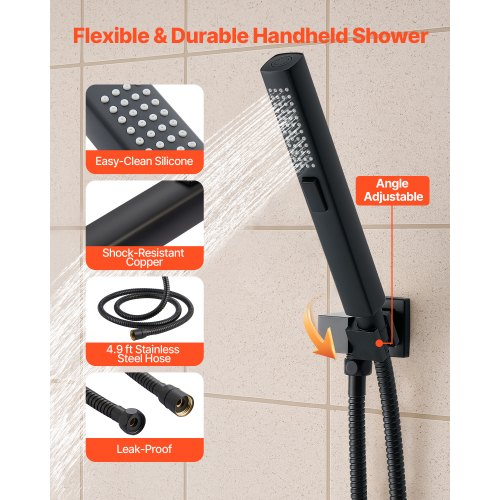 Shower Faucet Set 10 Inch Ceiling Mount Rainfall System With 6 Wall Head And 2 a