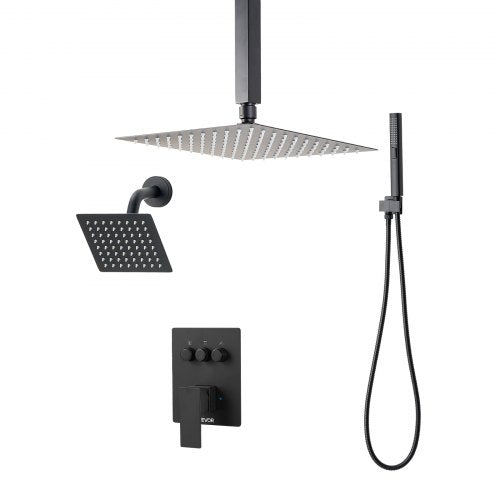 Shower Faucet Set 10 Inch Ceiling Mount Rainfall System With 6 Wall Head And 2 a