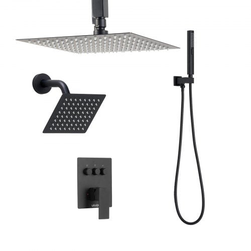 Shower Faucet Set 10 Inch Ceiling Mount Rainfall System With 6 Wall Head And 2 a