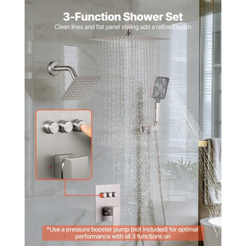 Shower Faucet Set 12 Inch Ceiling Mount Rainfall System With 6 Wall Head And 4