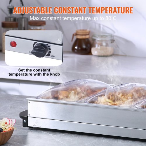 Electric Buffet Server Food Warmer 256 x 15 Portable Stainless Steel
