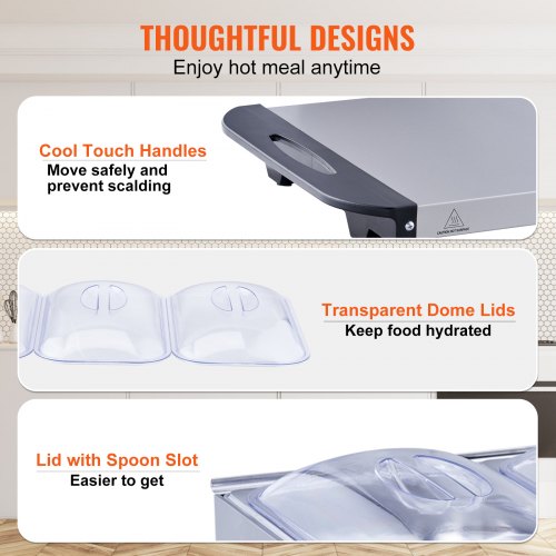 Electric Buffet Server Food Warmer 256 x 15 Portable Stainless Steel