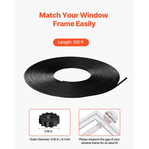 Window Screen Spline 100 ft x 016 in Window Screen Retainer Spline PVC