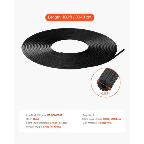 Window Screen Spline 100 ft x 016 in Window Screen Retainer Spline PVC