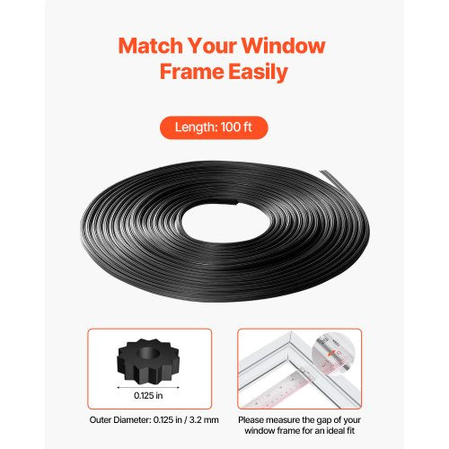 Window Screen Spline 100 ft x 0125 in Window Screen Retainer Spline PVC