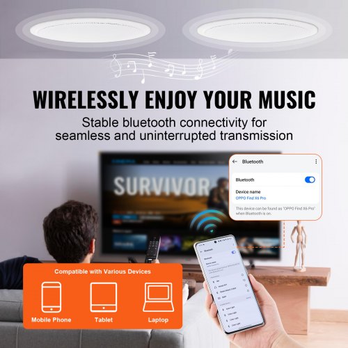 2 PCs 65 Bluetooth in Ceiling Speakers 150W Flush Mount Ceiling