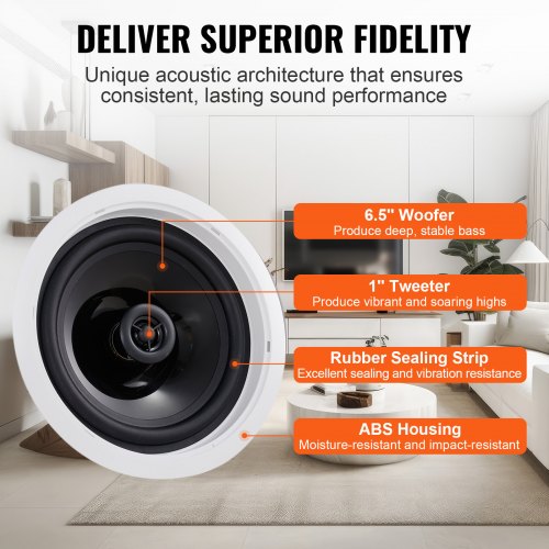 2 PCs 65 Bluetooth in Ceiling Speakers 150W Flush Mount Ceiling