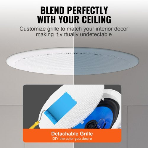 2 PCs 8 Inch in Ceiling Speakers 50Watts Flush Mount Ceiling inWall