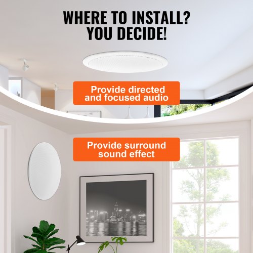 2 PCs 8 Inch in Ceiling Speakers 50Watts Flush Mount Ceiling inWall