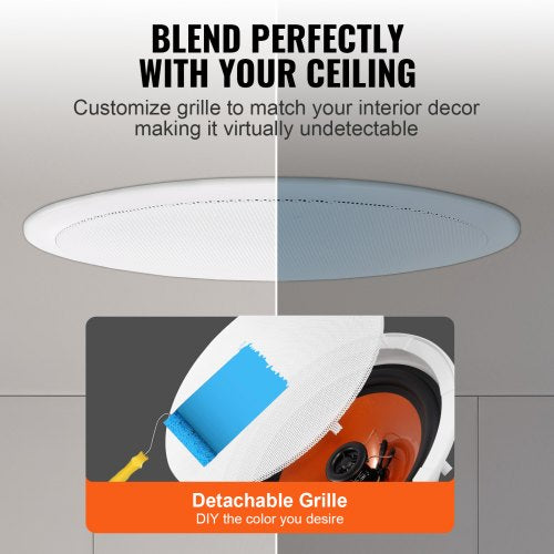 4 PCs 8 Inch in Ceiling Speakers 100Watts Flush Mount Ceiling inWall
