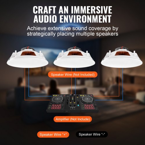 4 PCs 8 Inch in Ceiling Speakers 100Watts Flush Mount Ceiling inWall