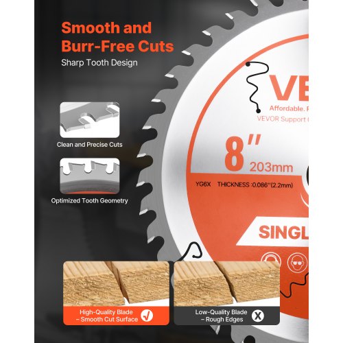 Circular Saw Blade 8 Inch Diameter 42 Sharp Alloy Teeth 1 Arbor Fine Finish