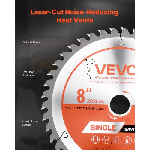 Circular Saw Blade 8 Inch Diameter 42 Sharp Alloy Teeth 1 Arbor Fine Finish