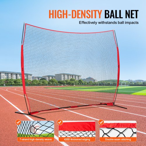 Barricade Backstop Net 12x9 ft Ball Sports Barrier Netting Portable