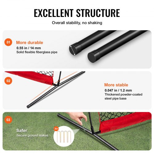Barricade Backstop Net 12x9 ft Ball Sports Barrier Netting Portable