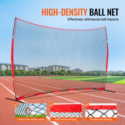 Barricade Backstop Net 16x10 ft Ball Sports Barrier Netting Portable