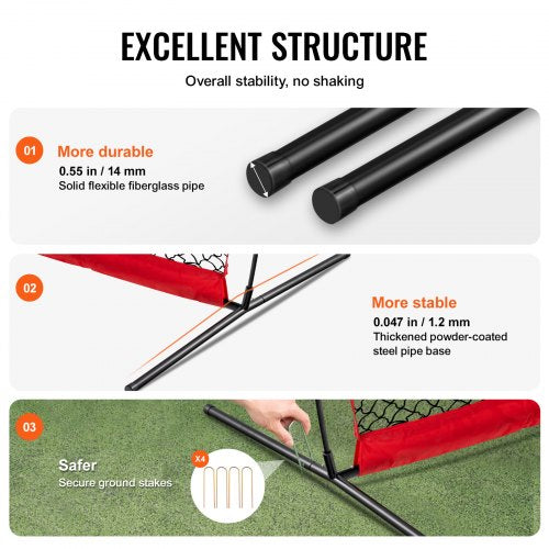 Barricade Backstop Net 16x10 ft Ball Sports Barrier Netting Portable